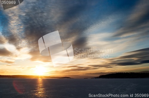 Image of Sunset on Frozen Lake