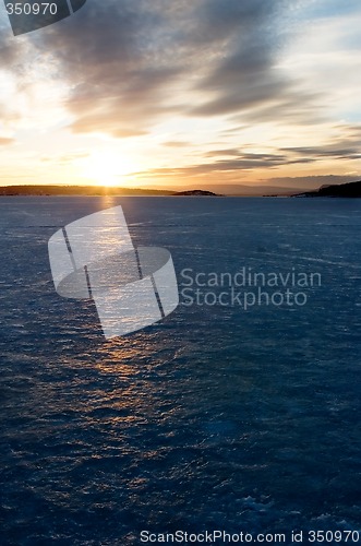 Image of Sunset on Frozen Lake