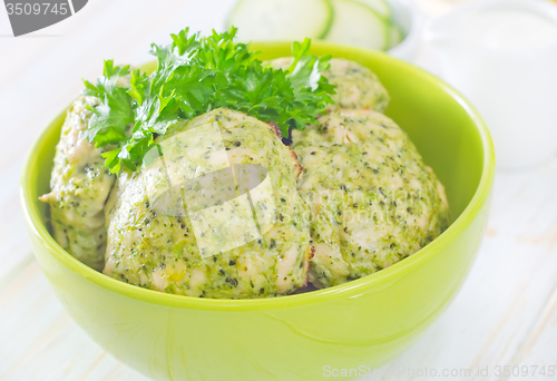 Image of cutlets from chicken and vegetables