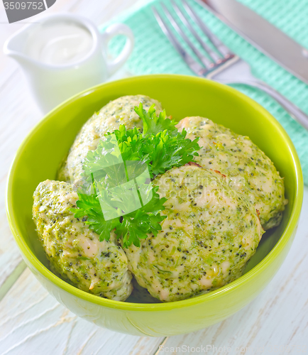 Image of cutlets from chicken and vegetables