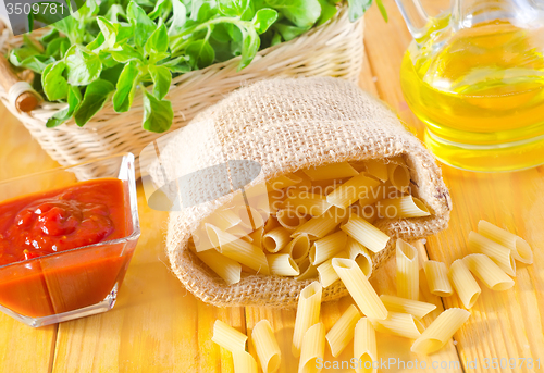 Image of Close-up of assorted pasta in jute bag