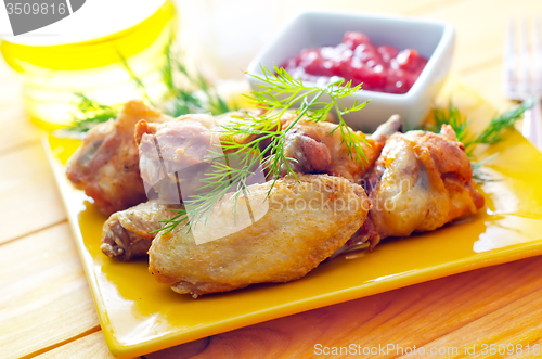 Image of Hot Meat Dishes - Grilled Chicken Wings with Red Spicy Sauce
