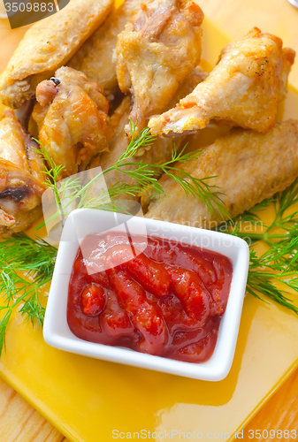 Image of Hot Meat Dishes - Grilled Chicken Wings with Red Spicy Sauce