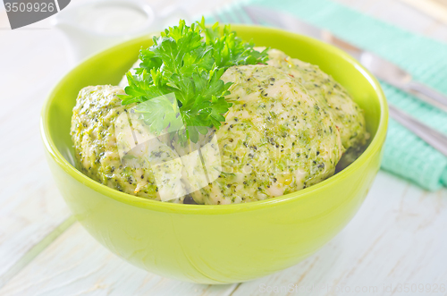 Image of cutlets from chicken and vegetables