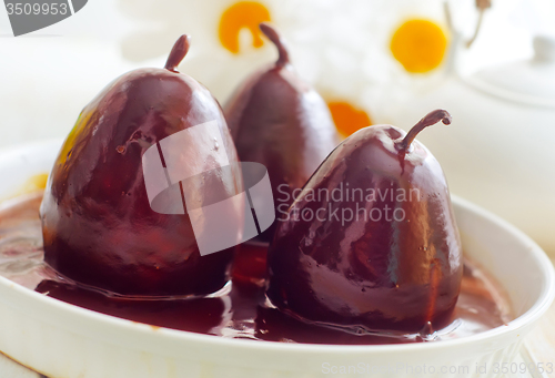 Image of Pear with chocolate, sweet food