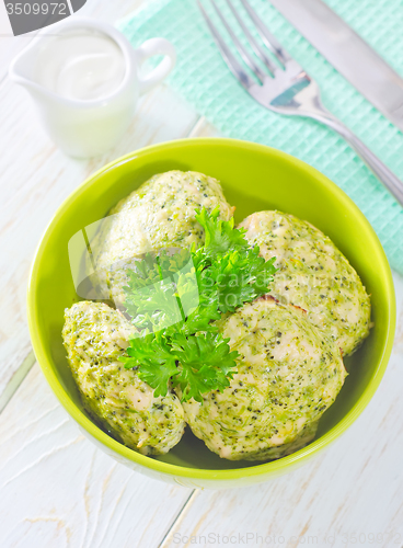 Image of cutlets from chicken and vegetables
