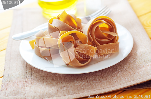 Image of Close-up of pasta (tagliatelle) on the table
