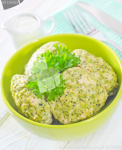 Image of cutlets from chicken and vegetables