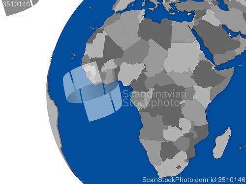 Image of African continent on political globe