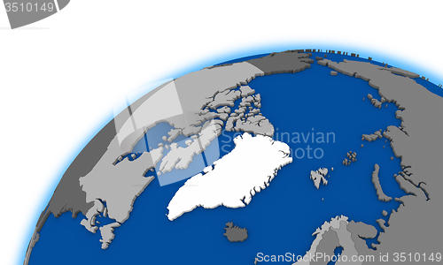 Image of Arctic north polar region on globe political map