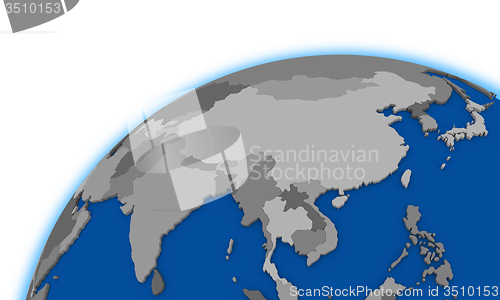 Image of southeast Asia on globe political map