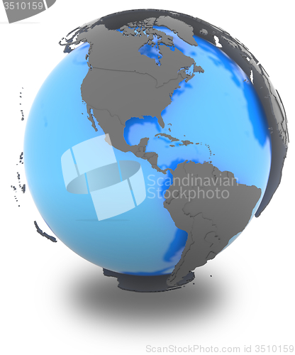 Image of North and South America on the planet