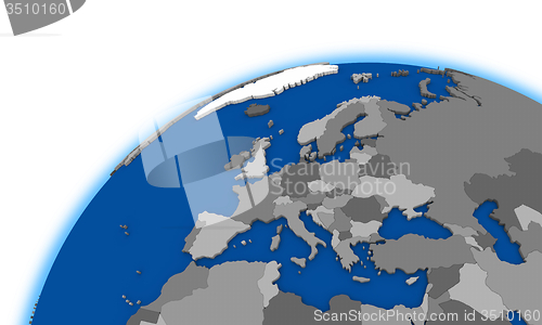Image of Europe on globe political map