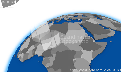 Image of central Africa on globe political map