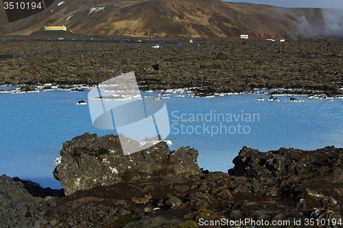 Image of Milky white and blue water of the geothermal bath Blue Lagoon in