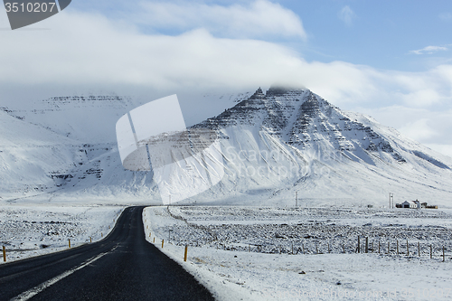 Image of Impressive snowy volcanic landscape 