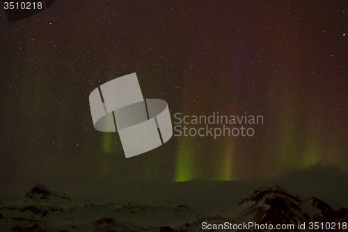 Image of Different colors of northern lights in Iceland