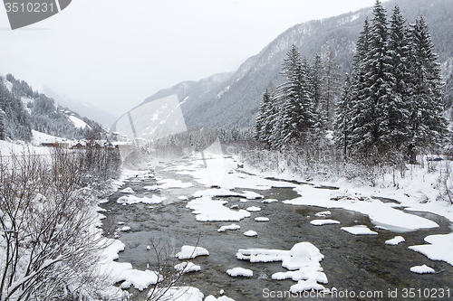 Image of Winter landscape with foggy weather