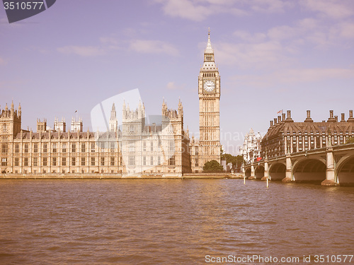 Image of Retro looking Houses of Parliament in London