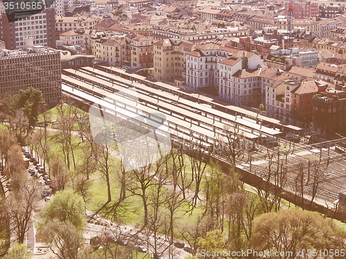 Image of Retro looking Milan aerial view