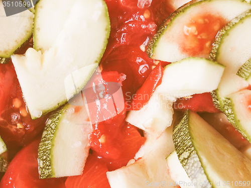 Image of Retro looking Zucchini with tomato