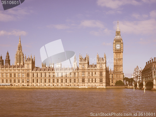 Image of Retro looking Houses of Parliament in London