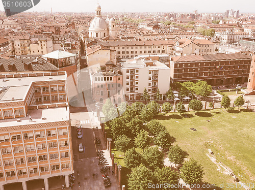 Image of Retro looking Aerial view of Turin