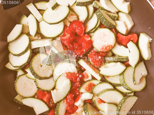 Image of Retro looking Zucchini with tomato