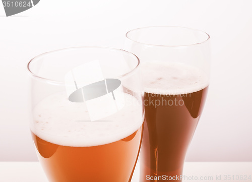 Image of Retro looking Two glasses of German beer