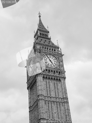Image of Black and white Big Ben in London