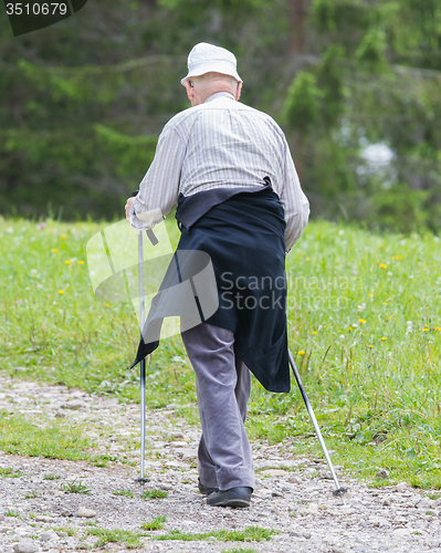 Image of Senior hiker in mountains