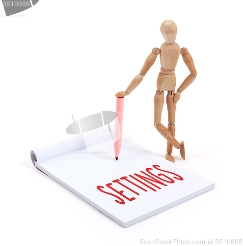 Image of Wooden mannequin writing - Settings