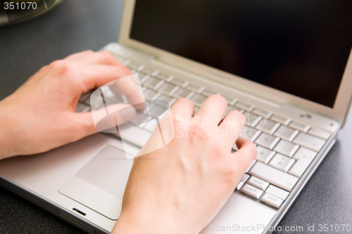 Image of Hands on Computer Detail