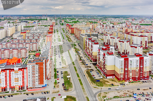 Image of Bird eye view on Permyakova street. Tyumen. Russia