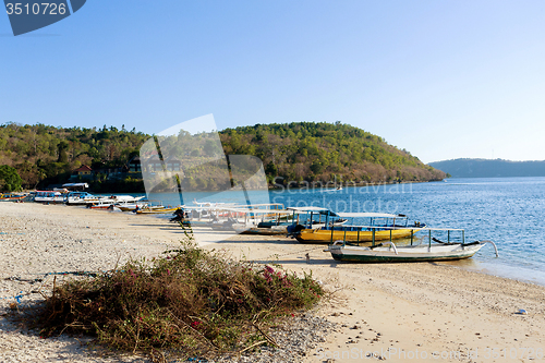 Image of Small boats on nusa penida beach, Bali Indonesia