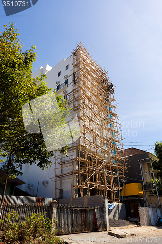 Image of asian technology of scaffolding made by bamboo