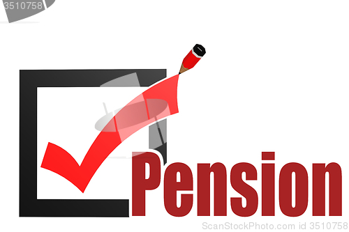 Image of Check mark with pension word