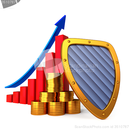 Image of Coins chart and shield