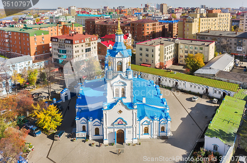 Image of Aerial view on Znamensky Cathedral. Tyumen. Russia