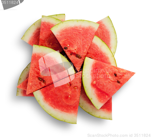 Image of Slices of watermelon in a chaotic stack
