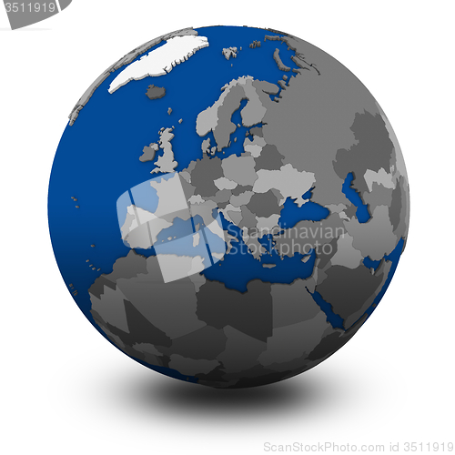 Image of Europe on political globe illustration