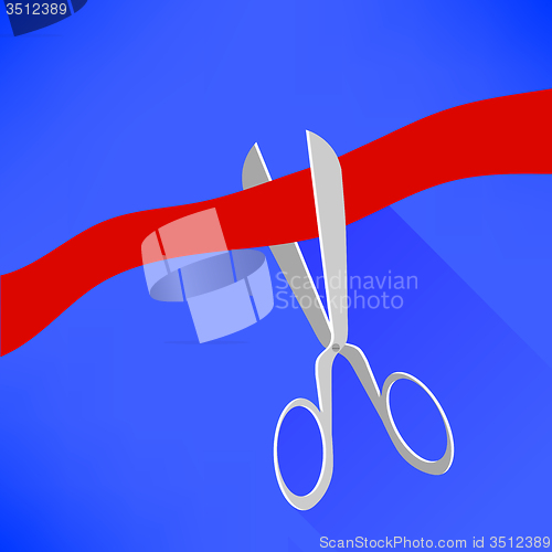 Image of Scissors Cutting Red Ribbon