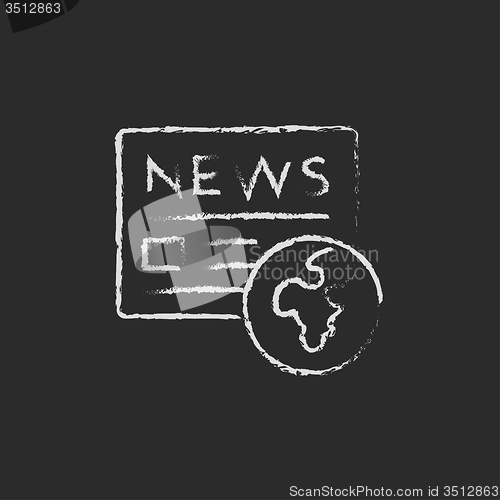 Image of International newspaper icon drawn in chalk.