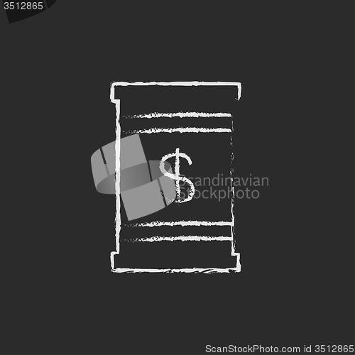 Image of Barrel with ionizing radiation sign icon drawn in chalk.