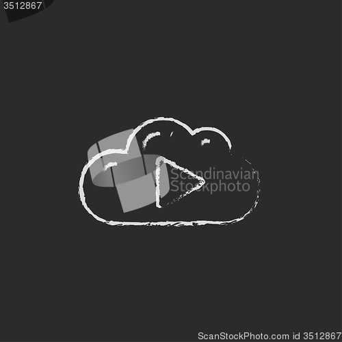 Image of Cloud with play button icon drawn in chalk.