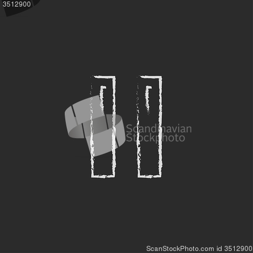 Image of Pause button icon drawn in chalk.
