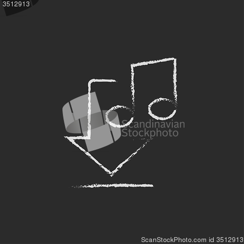 Image of Download music icon drawn in chalk.