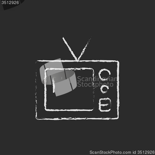 Image of Retro television icon drawn in chalk.