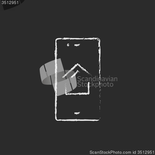 Image of Property search on mobile device icon drawn in chalk.