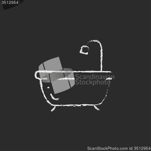 Image of Bathtub with shower icon drawn in chalk.